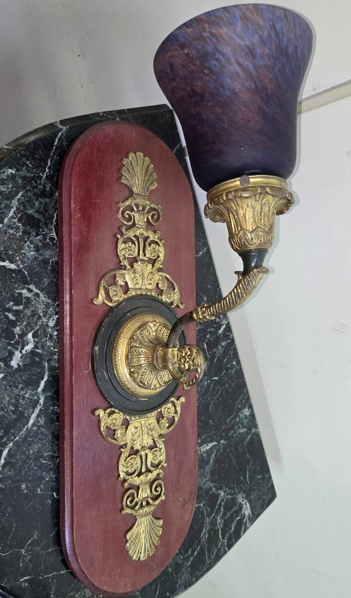 Large bronze and glass paste wall light.