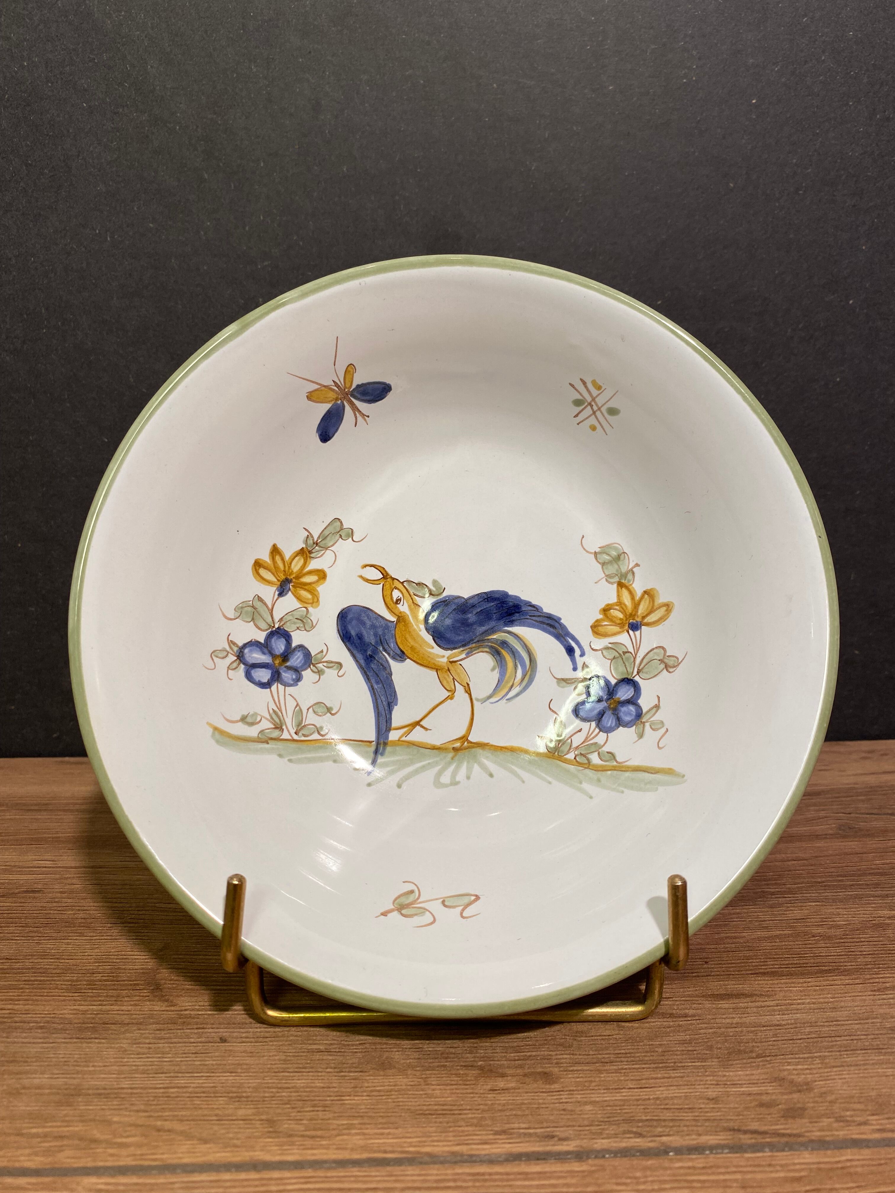 Bowl, hollow plate, earthenware cup decoration moustiers signed A. Le Gros Le Muret