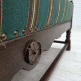 1950s, Danish 2-seater sofa, green furniture wool, oak wood.