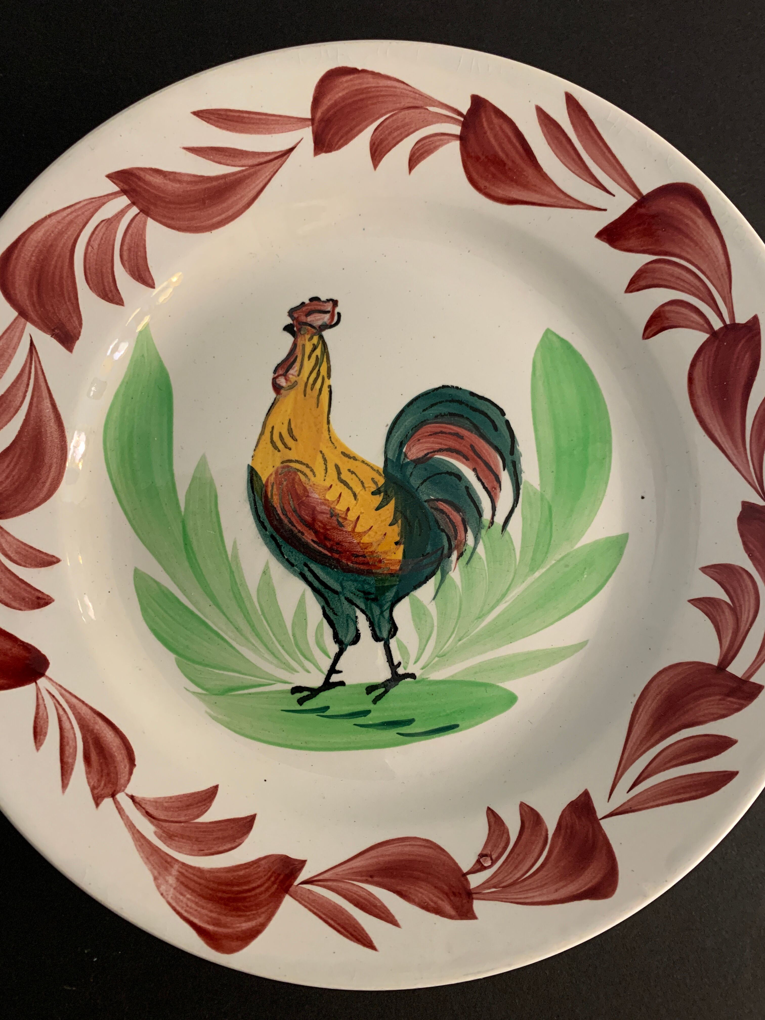 6 plates in earthenware rooster Terre de Fer Choisy Le Roy, 20th century