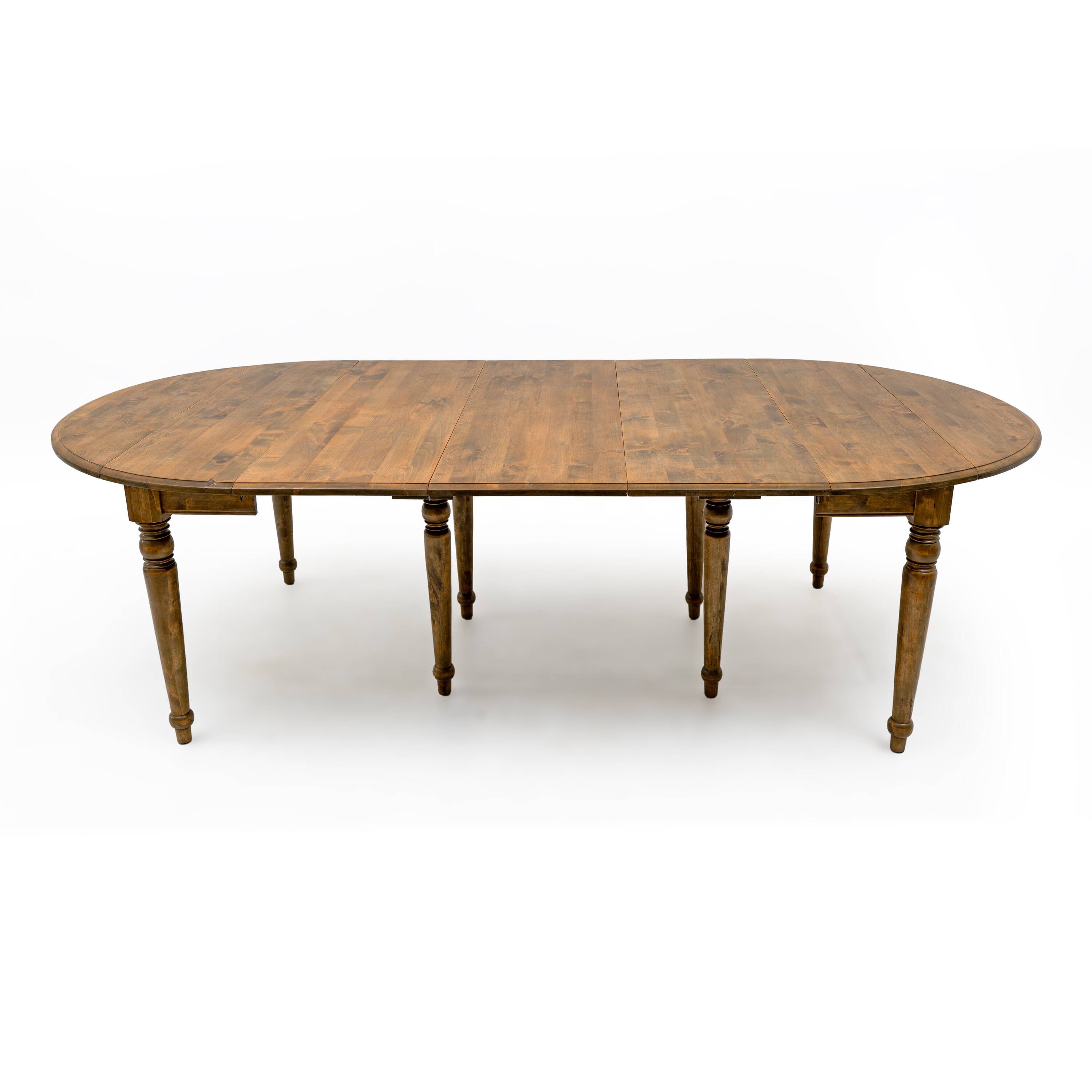 19th Century Tuscan Elm Extendable Round Dining Table with Five Leaves