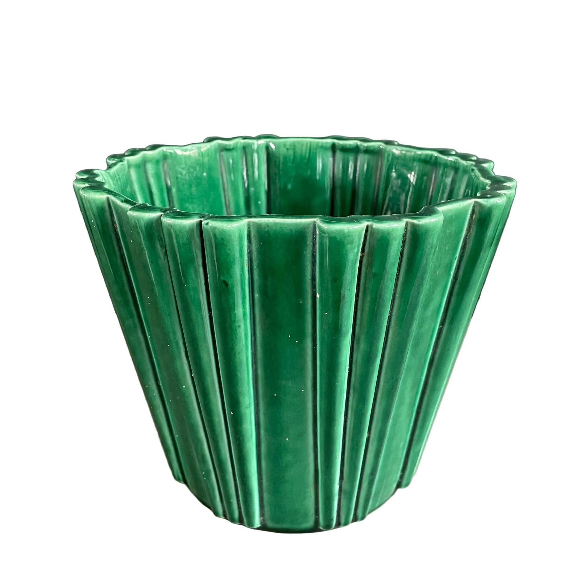 Cache-pot P.L. France Poët Laval in green ceramic