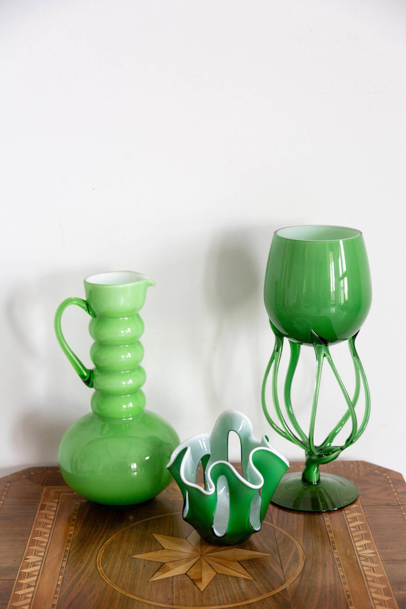 Vintage artistic green vase from the mid-century, Poland, Europe, 1970s.