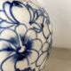 White and blue ceramic vase
