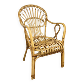Fauteuil bambou et rotin adulte années 60