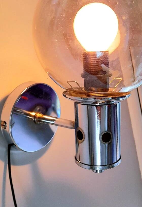 Pair of chrome wall lights 1970