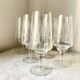 Vintage Set of 6 Etched Crystal Glasses for Wine or Cocktail,  1960s Mid-Ce