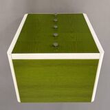 Beige Wood and Green Varnish Bedside Tables, Norway, 1960s, Set of 2