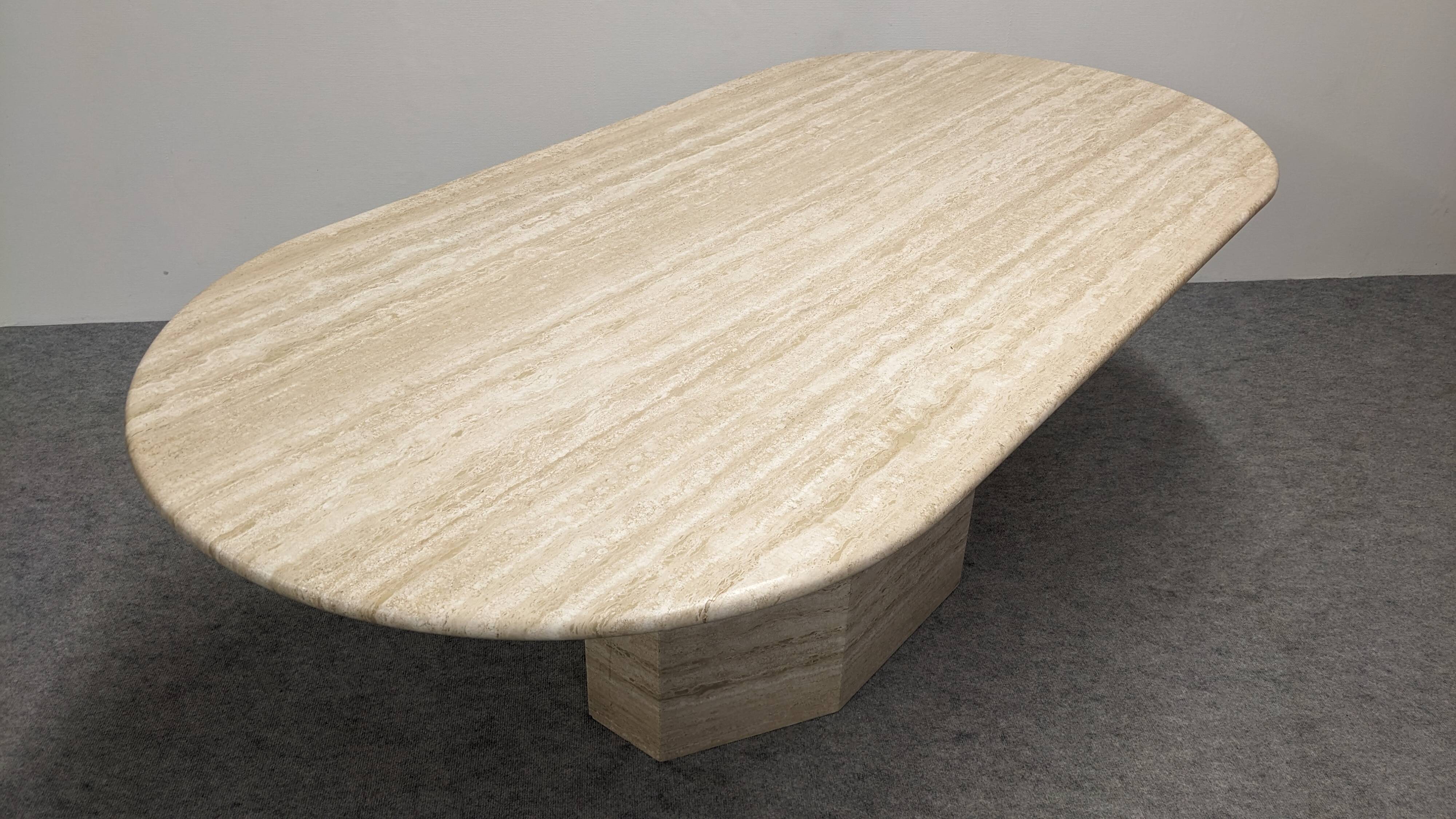 XL dining table in travertine, Italy circa 1970