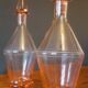 Pair of Art Deco decanters from the 1940s in blown glass