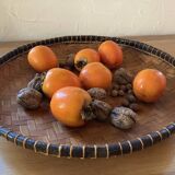 Bamboo and leather fruit basket
