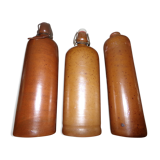 Lot de 3 bouteilles en grès marron