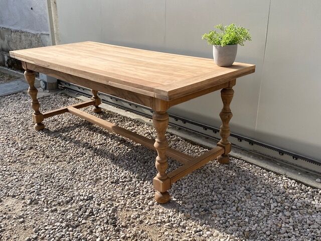 Extendable stripped farmhouse table 300 cm