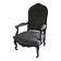Antique armchair from the Napoléon III era, black wood with grey embossed velvet.