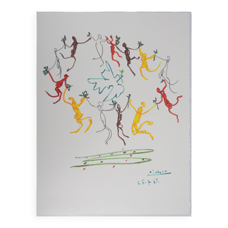 Pablo Picasso : Danse de la paix, ronde de la jeunesse, lithographie signée
