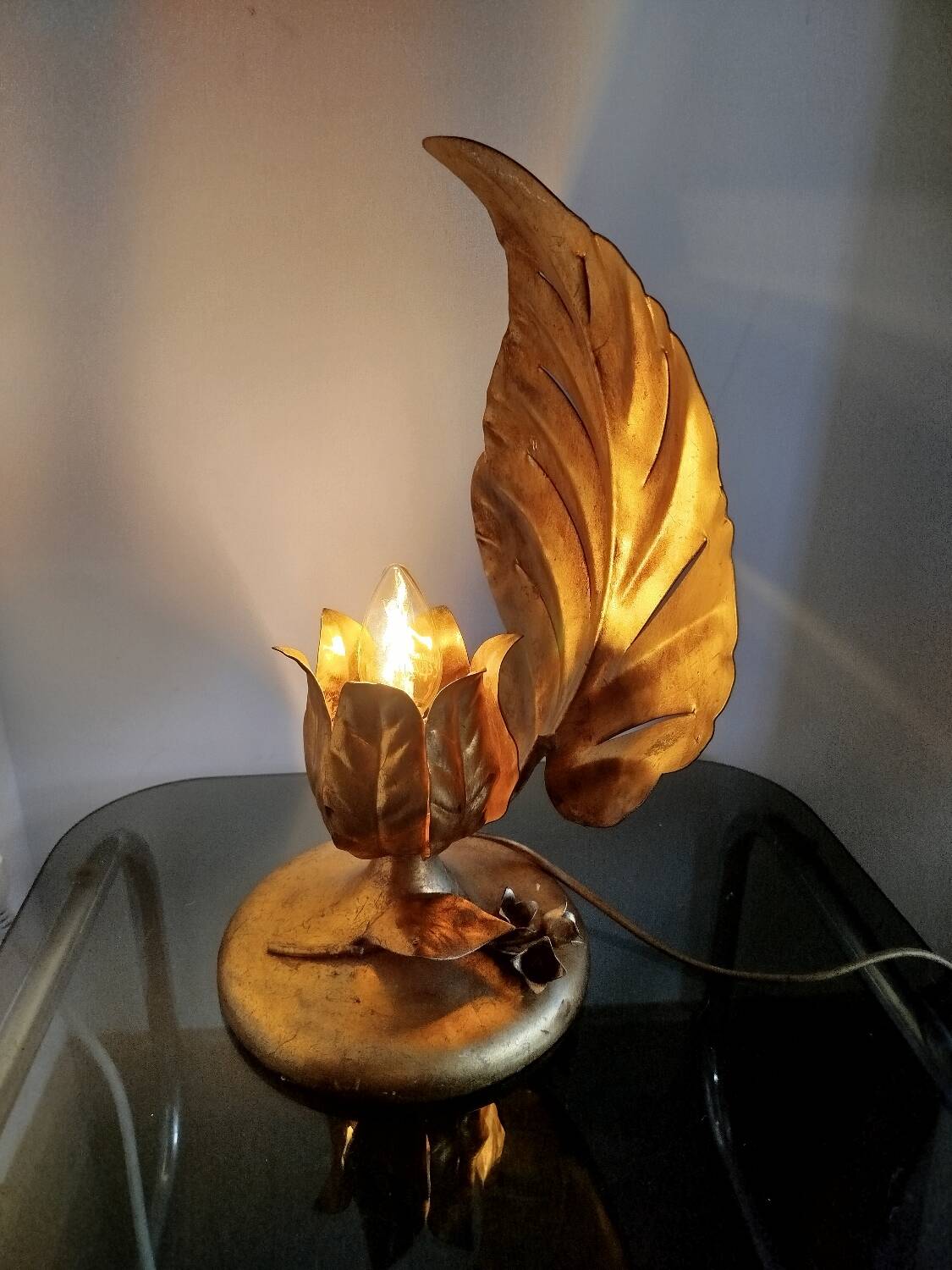 Desk lamp with floral decoration, 1970s