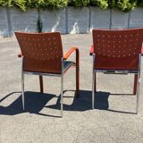 Lot de deux fauteuils design bois métal Sky