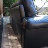 Black Leather Sofa by Tito Agnoli for Poltrona Frau, Italy, 1980s