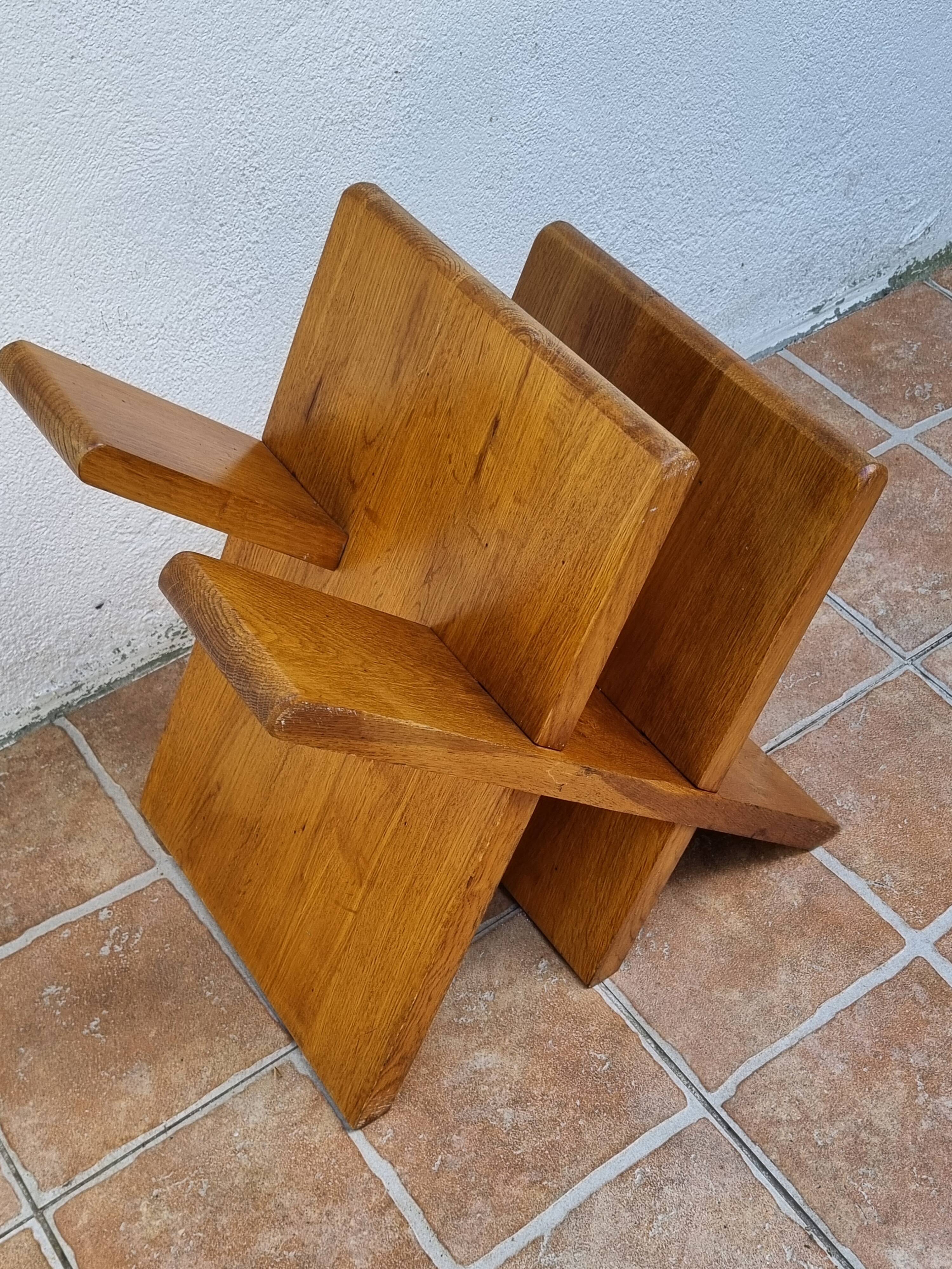 Porte-revues “Palabres” vintage en bois massif démontable, années 70, 40 cm