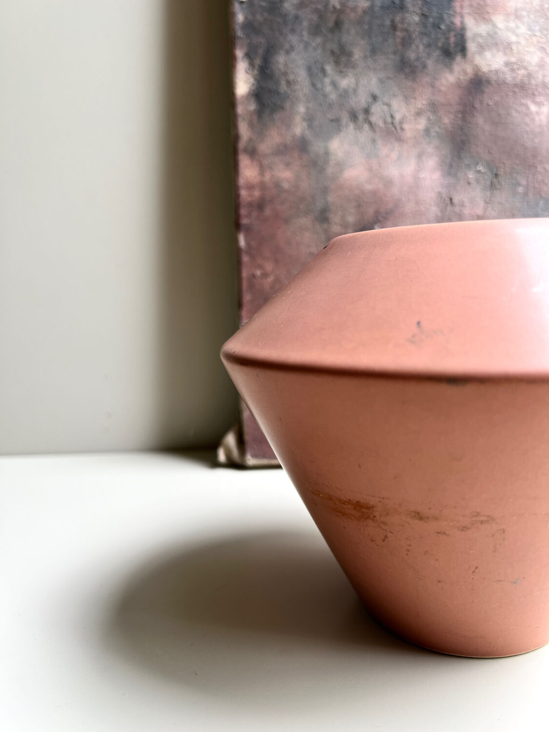 Sculptural vase in matte nude ceramic, Asa design 1980.