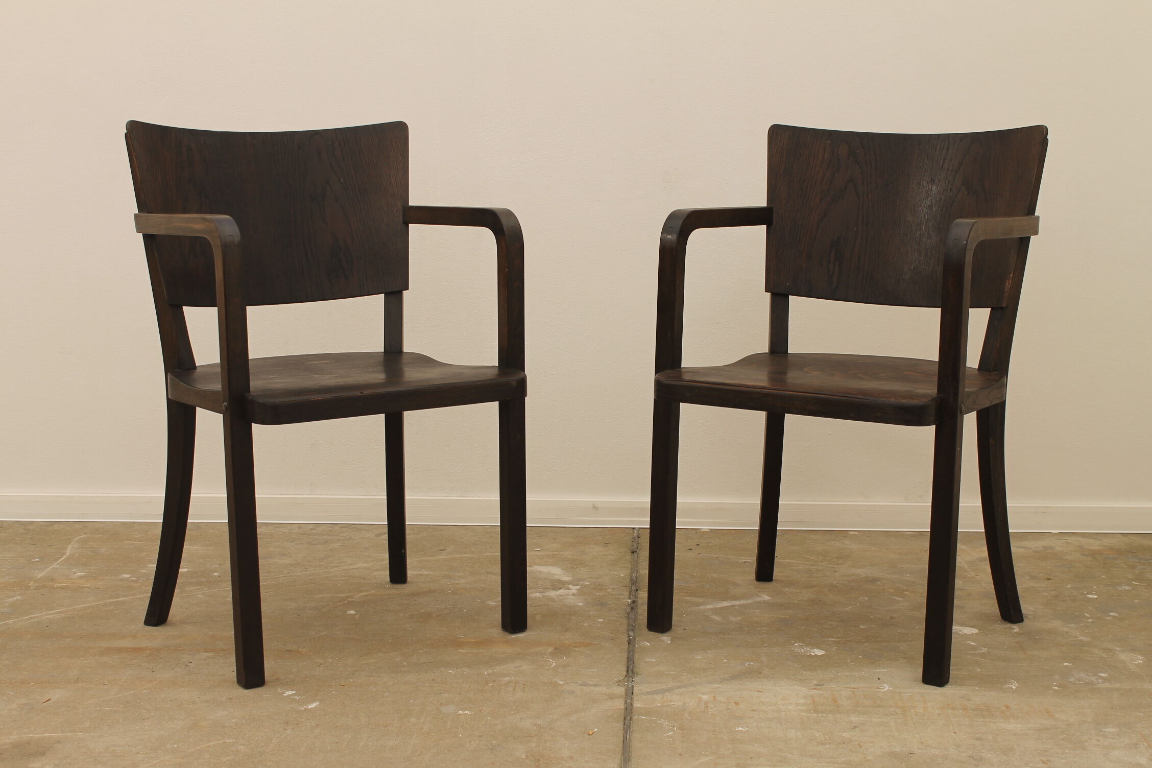 Bentwood writing desk armchairs, 1950s, Czechoslovakia