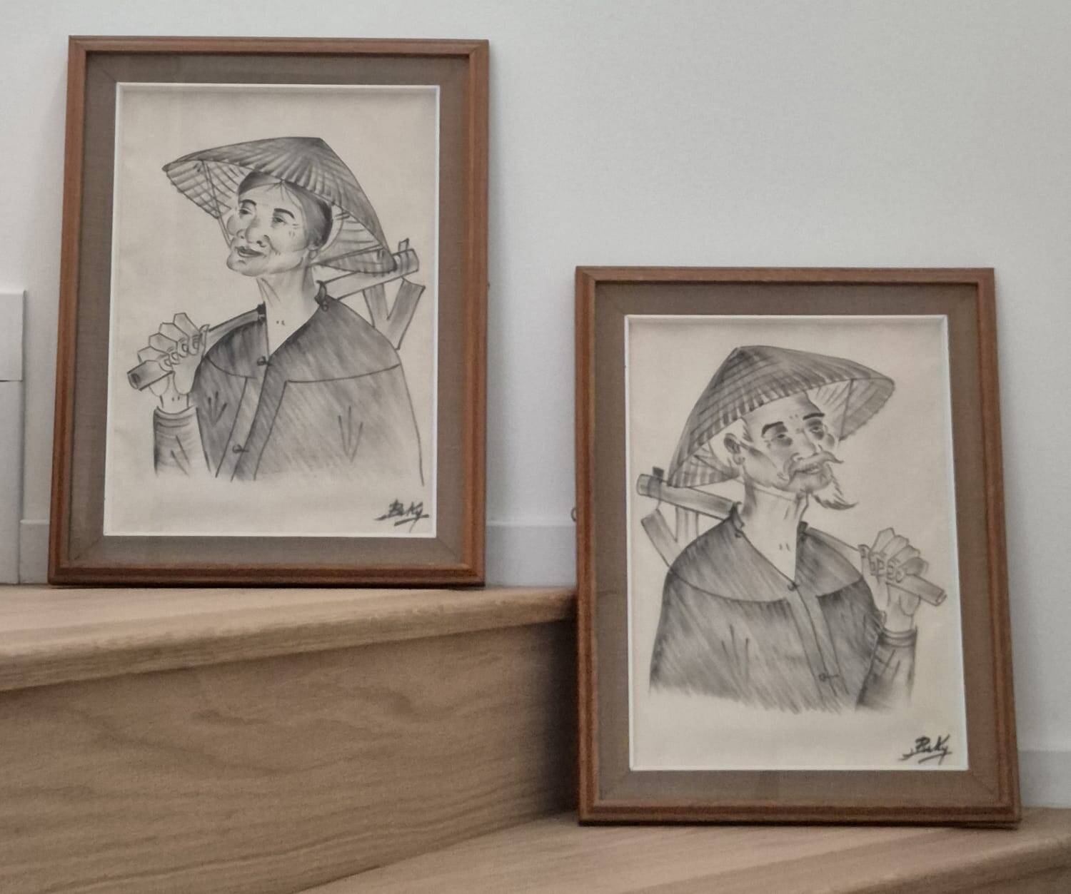 Ink portraits on silk, 1950