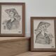 Ink portraits on silk, 1950