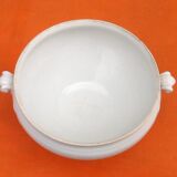 Soupière ancienne   Porcelaine blanche à décor de feuilles de chêne