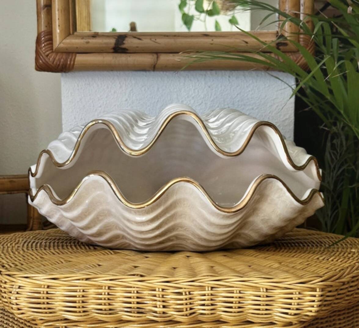 Paire de lampes en céramique nacrée en forme de coquillage, BON DÍA, années 60