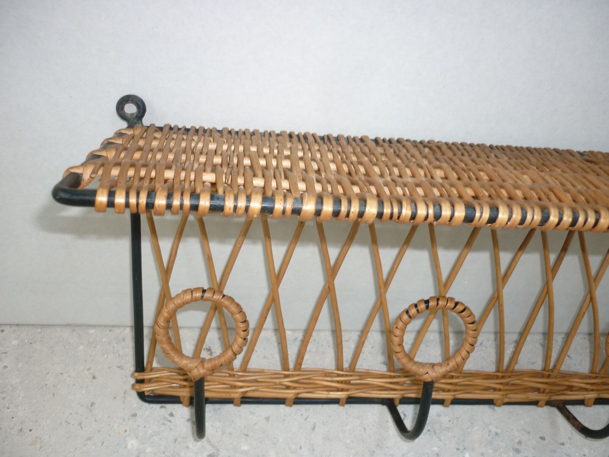 Wicker wall coat-hanger 1960