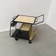 Perforated metal serving trolley in the Mathieu Matégot style
