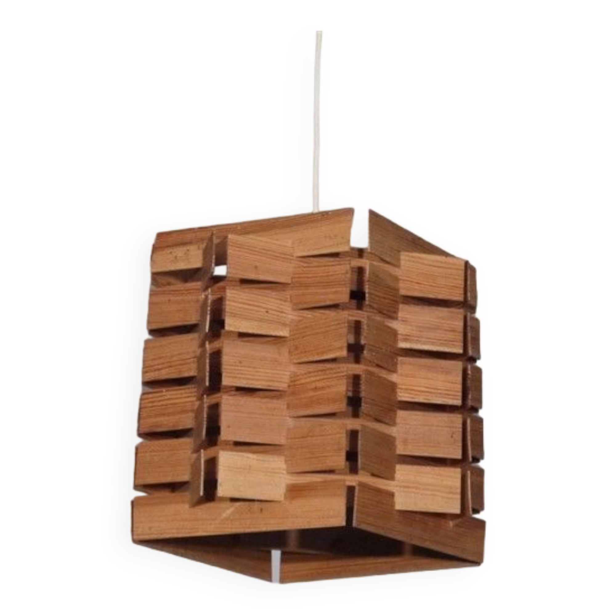 Scandinavian vintage wooden pendant lamp 1960