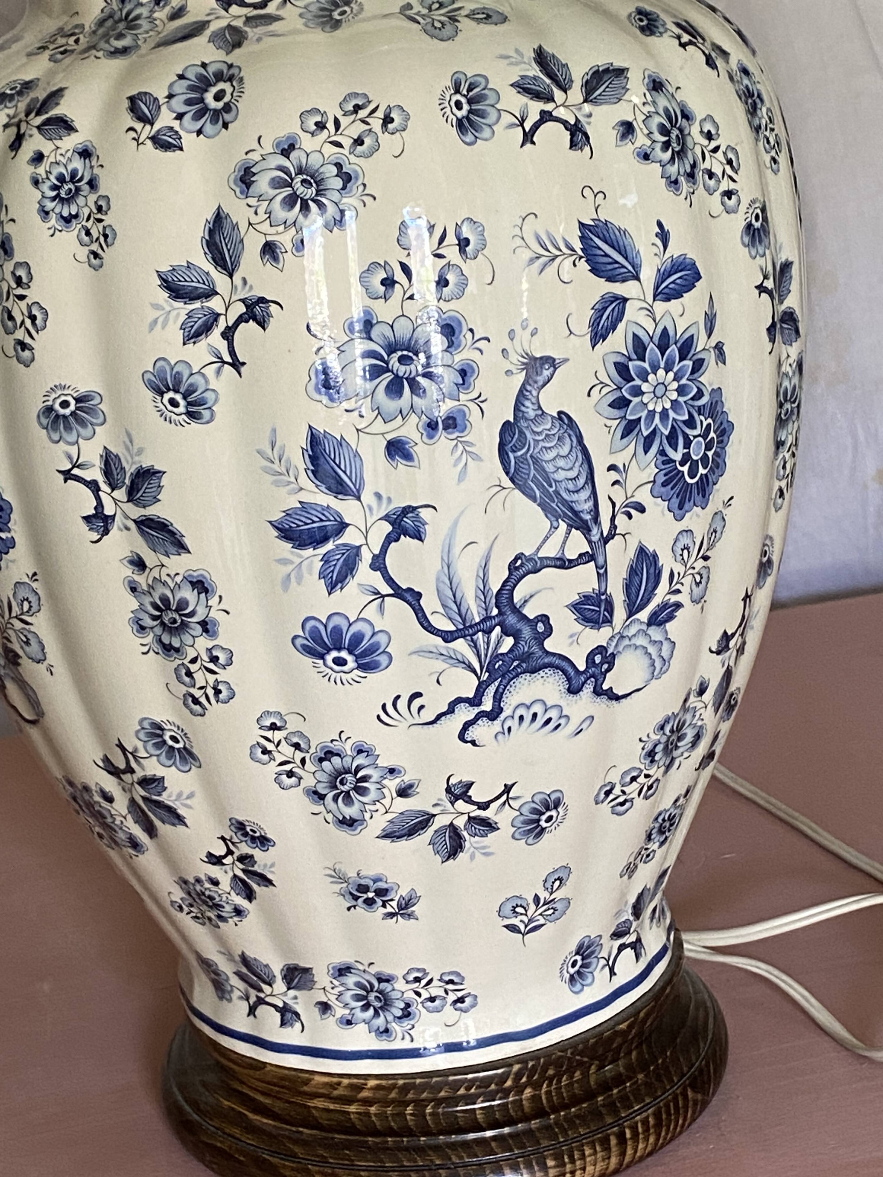 Moustier blue bird lamp and lampshade