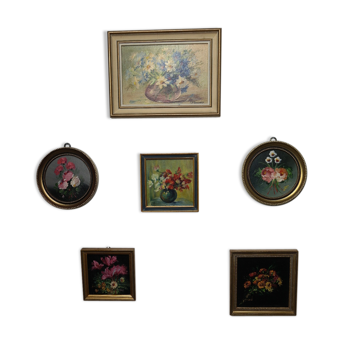 Small old floral paintings