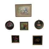 Small old floral paintings