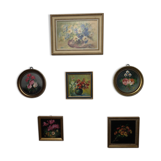 Small old floral paintings