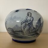 Vintage Nevers earthenware flower vase