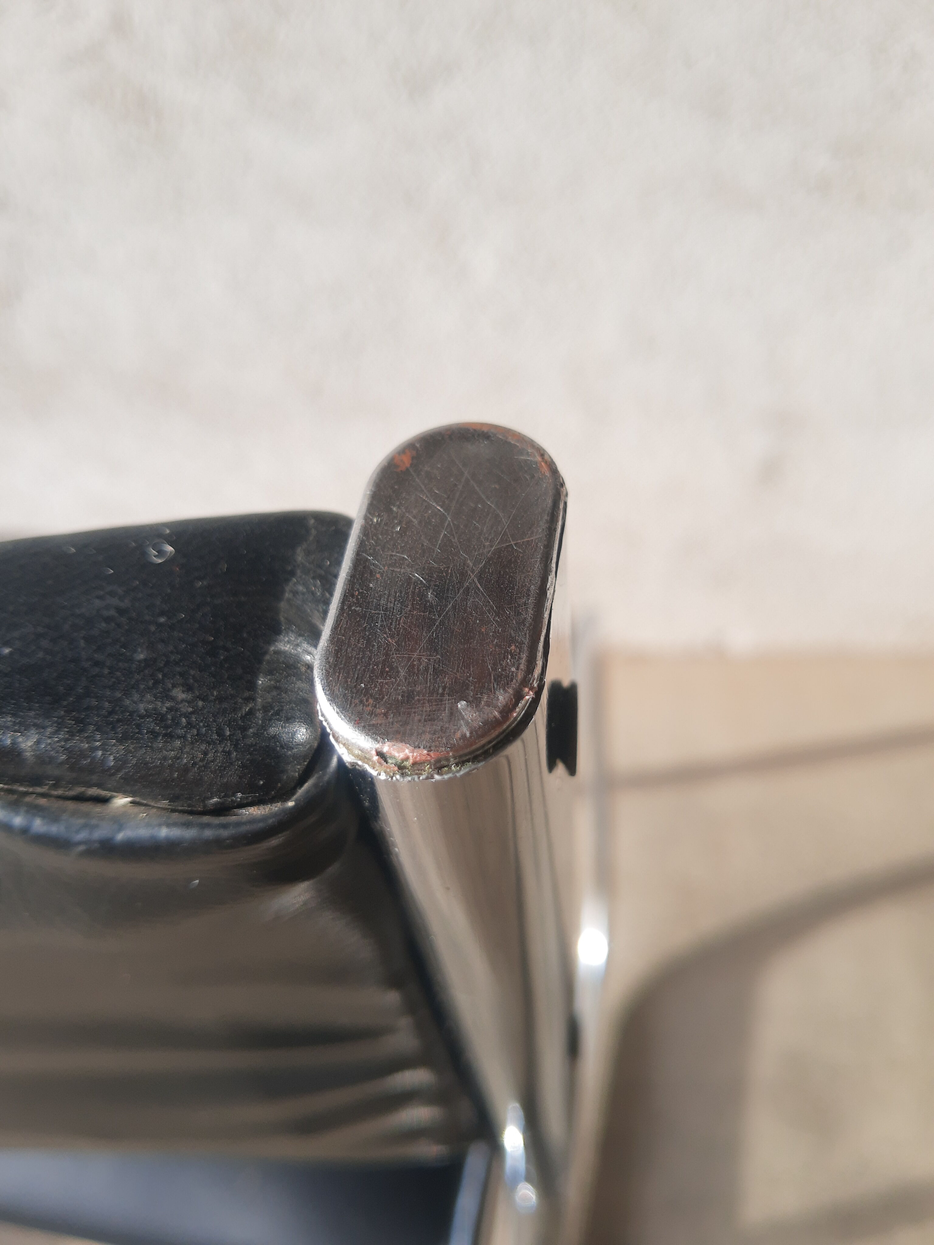 Vintage 70s black skai sled chair