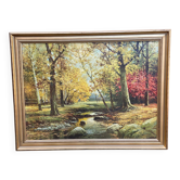 Tableau peinture huile sur toile palette d'automne Robert Wood 103x80