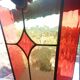 Pair of vintage stained glass and glass paste wall lights.