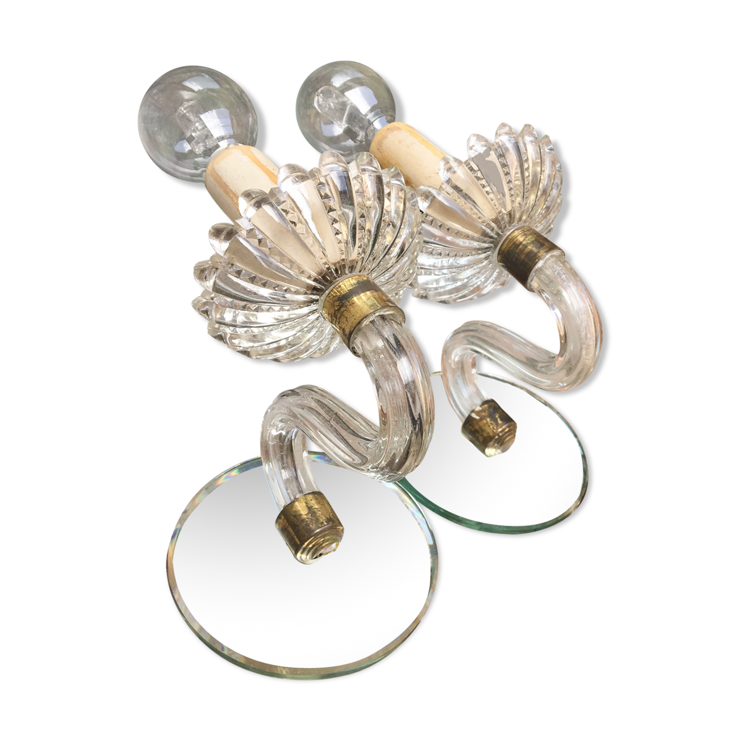 Wall lamps in Murano glass and mirrors1950
