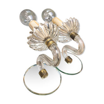 Wall lamps in Murano glass and mirrors1950