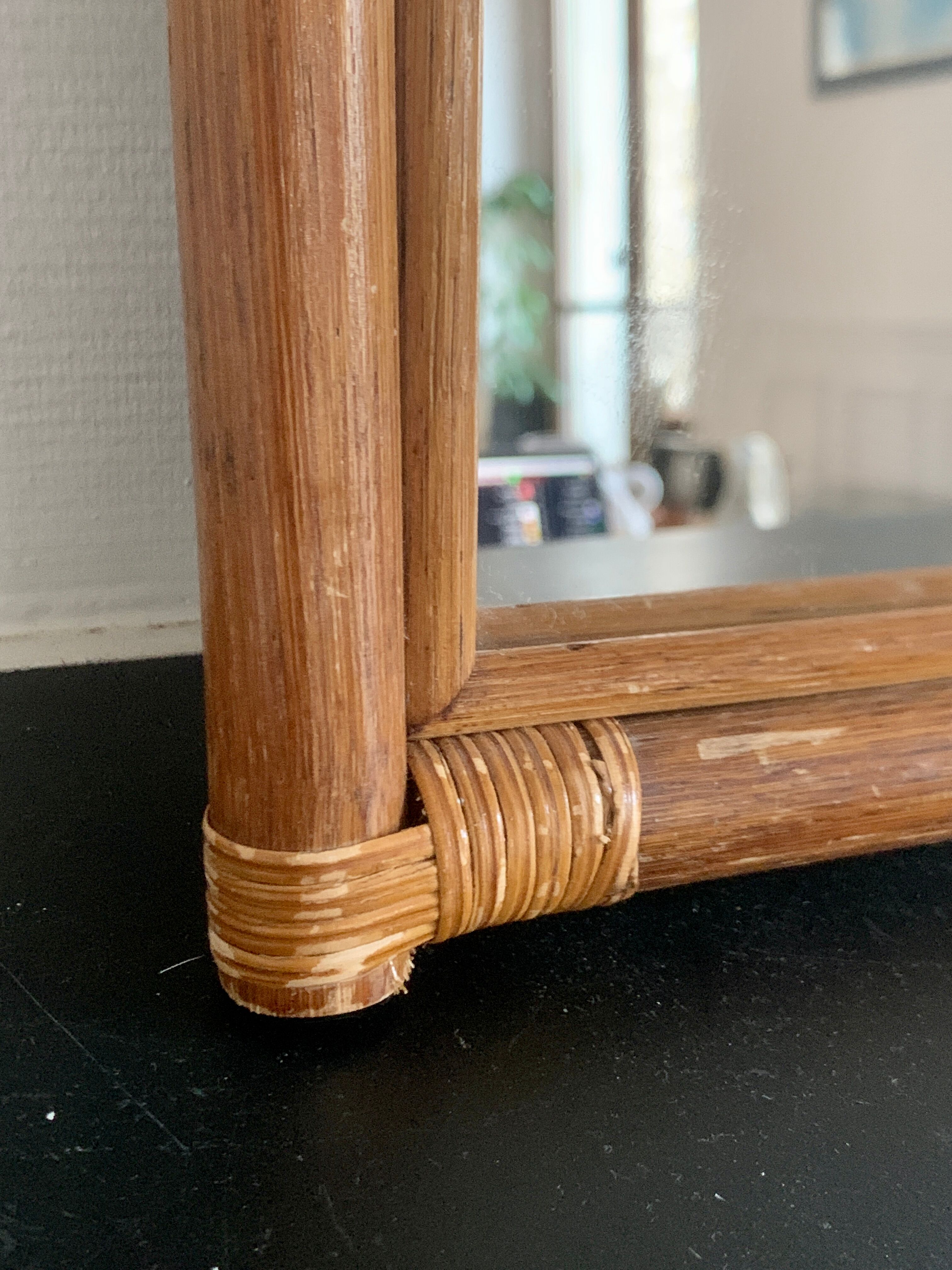 Vintage bamboo arched mirror 33x45cm