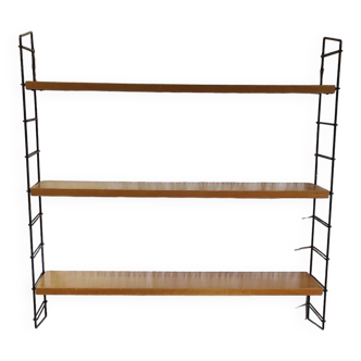 String style wall shelf in metal and wood - 60s/70s