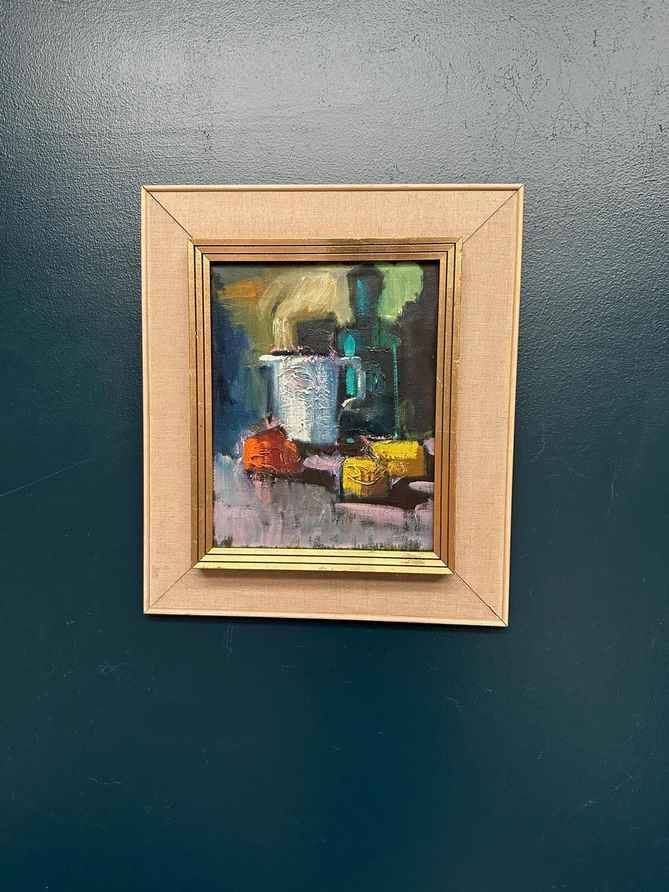 Original Swedish Oil on Canvas – Abstract Still Life – Signed – Vintage