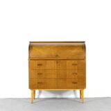 Bureau / bureau suédois en teck à plateau roulant du milieu du Secle