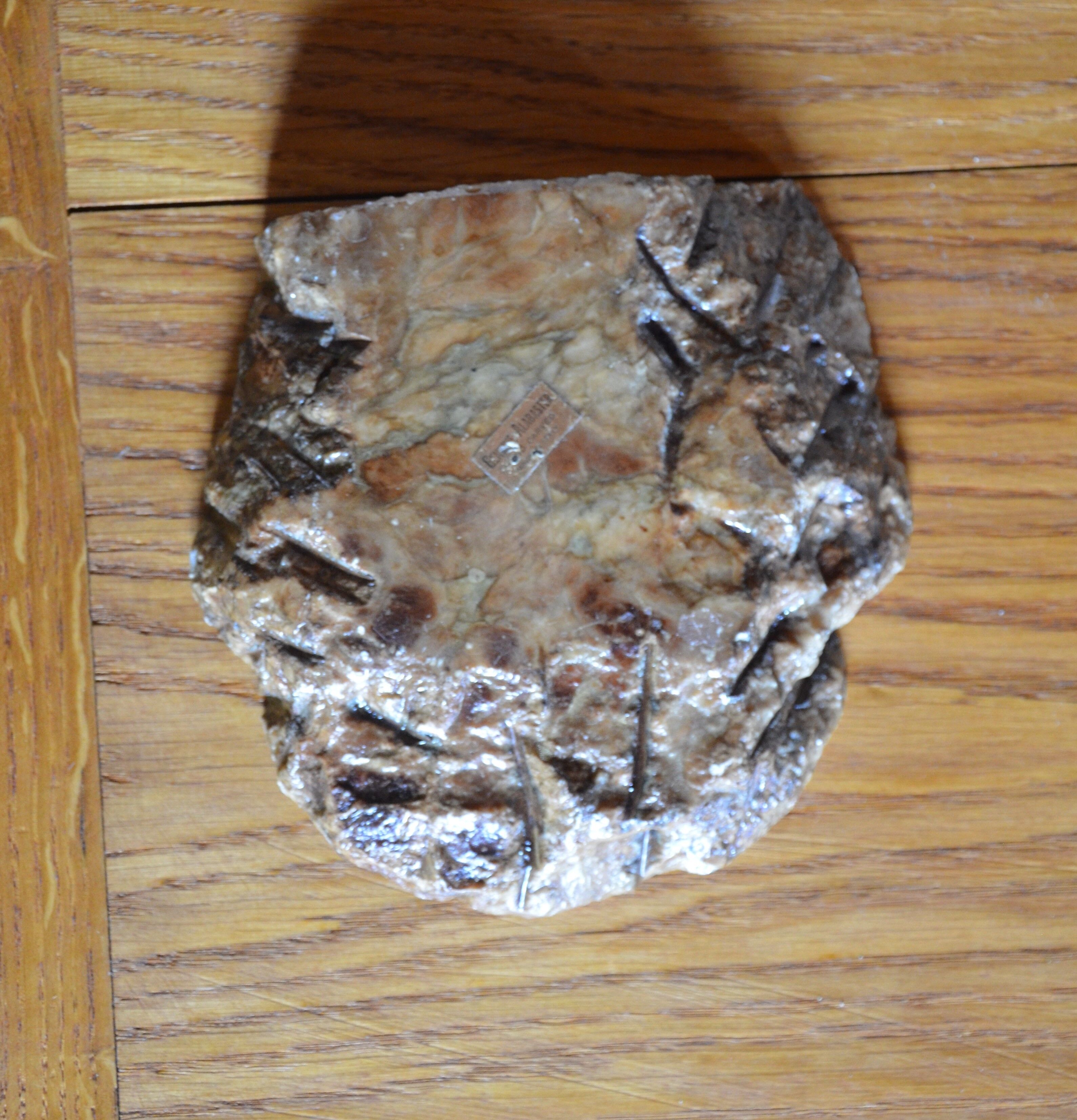 Green and brown alabaster ashtray