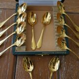 Box 12 golden spoons with mocha - model pompadour alfenide for christofle