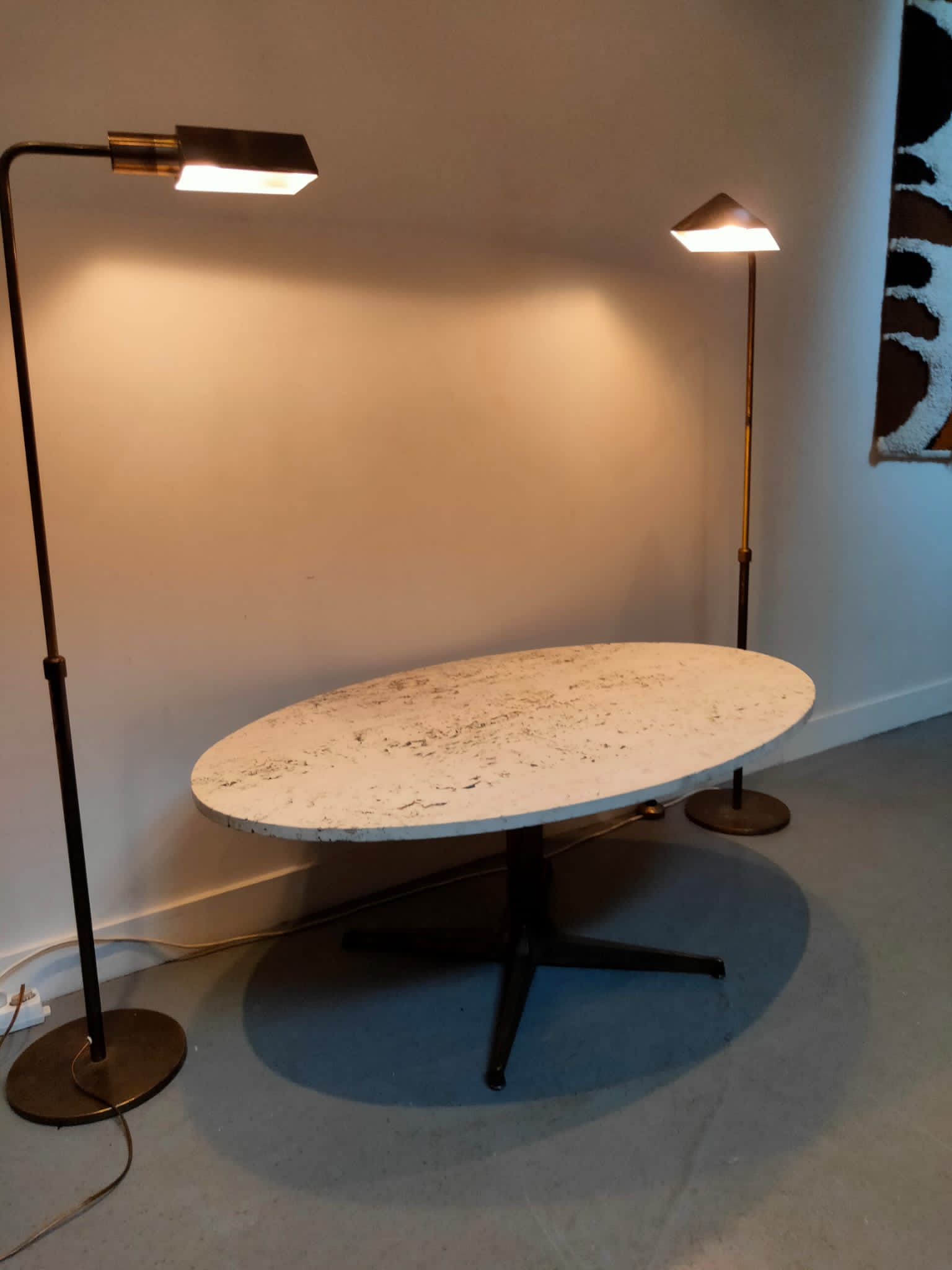 Two vintage brass lampposts