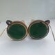 Paire de lampes de table anciennes verre et bois